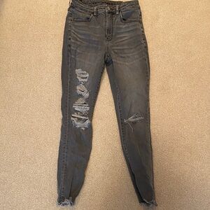 aeo distressed highrise skinny jeans